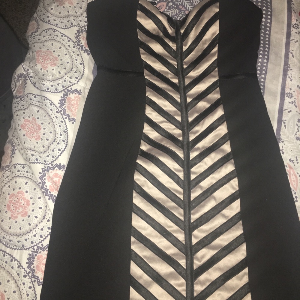 Mini black and beige dress